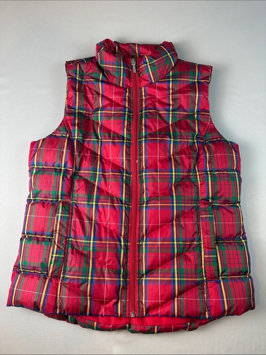 Lands' End Jackets & Blazers - Lands End Women’s Small Red Plaid Puffer Vest Full Zipper